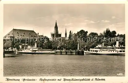 AK / Ansichtskarte Motorschiffe Stadt ueberlingen Stadt Bregenz Konstanz Bodensee Hafen Kat. Schiffe
