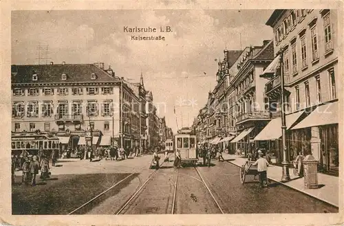 AK / Ansichtskarte Strassenbahn Karlsruhe Kaiserstrasse  Kat. Strassenbahn