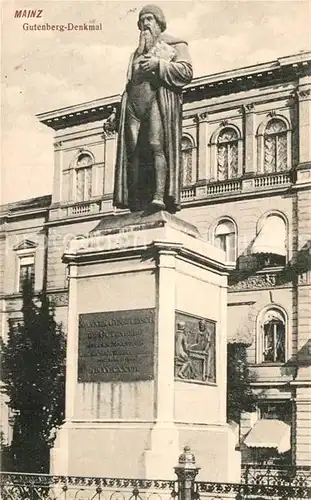 AK / Ansichtskarte Denkmal Gutenberg Mainz  Kat. Denkmaeler