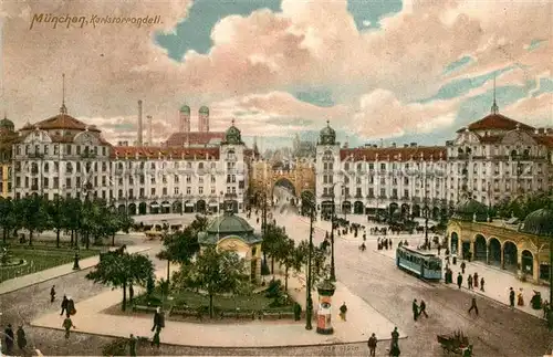 AK / Ansichtskarte Strassenbahn Muenchen Karlstorrondell  Kat. Strassenbahn