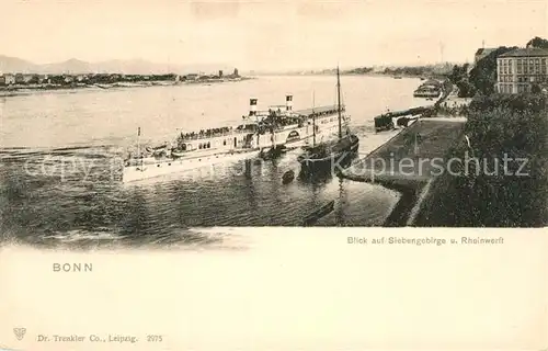 AK / Ansichtskarte Dampfer Seitenrad Kaiserin Auguste Victoria Bonn Siebengebirge Rheinwerft  Kat. Schiffe