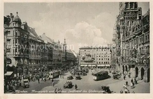 AK / Ansichtskarte Strassenbahn Muenchen Marienplatz Rathaus  Kat. Strassenbahn