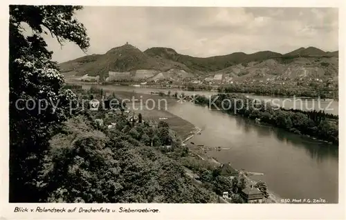 AK / Ansichtskarte Foto Zeitz F.G. Nr. 1150 Blick vom Rolandseck Drachenfels Siebengebirge  Kat. Berchtesgaden