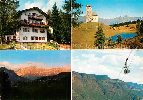 AK / Ansichtskarte Meran Merano Haus Mair Pension Vigiljoch Jocher Kirchl Bergsee Rosengarten Dolomiten Bergbahn