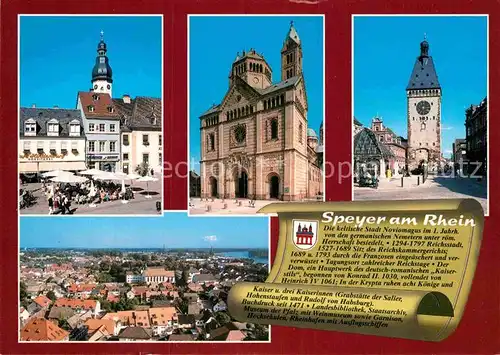 AK / Ansichtskarte Speyer Rhein Stadtpanorama Domstadt Marktplatz Dom Turm Stadttor Geschichte Kat. Speyer