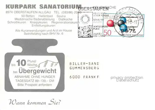 AK / Ansichtskarte Oberstaufen Kurpark Sanatorium Foyer Kaminzimmer Hallenbad Kat. Oberstaufen