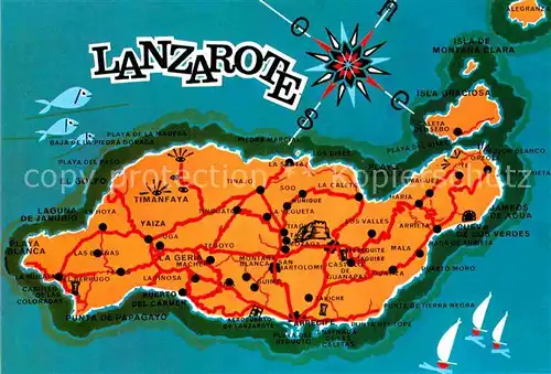 AK / Ansichtskarte Lanzarote Kanarische Inseln Isla de los volcanes Mapa