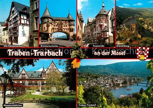 AK / Ansichtskarte Traben Trarbach Ratsschenke Brueckenschenke Poststrasse Grevenburg Moselschloesschen Kat. Traben Trarbach