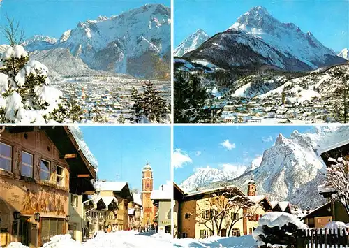 AK / Ansichtskarte Mittenwald Bayern mit Karwendel Wetterstein Orstpartie Kat. Mittenwald