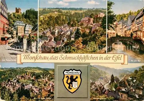 AK / Ansichtskarte Monschau Fliegeraufnahme Ruine Haller Rur Rotes Haus Kat. Monschau