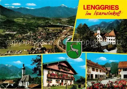 AK / Ansichtskarte Lenggries Fliegeraufnahme Kirche Dorfpartien Kat. Lenggries