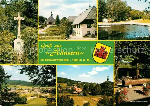 AK / Ansichtskarte Haeusern Hoechenschwand Bildstock Kirche St Fridolin Im Kurgarten Teilansicht Idyll Fridolinsbrunnen