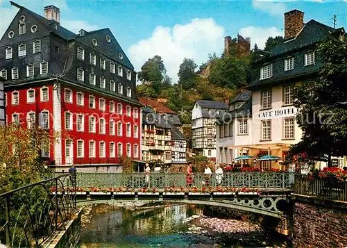 AK / Ansichtskarte Monschau Montjoie Rotes Haus mit Burgruine Haller Kat. Monschau