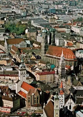 AK / Ansichtskarte Muenchen Fliegeraufnahme Peterskirche Frauenkirche Neues Rathaus Kat. Muenchen