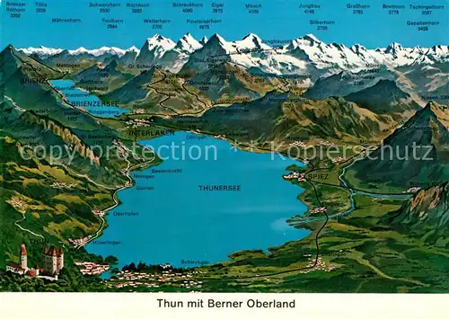 AK / Ansichtskarte Thun BE Berner Oberland Thunersee Panoramakarte Kat. Thun