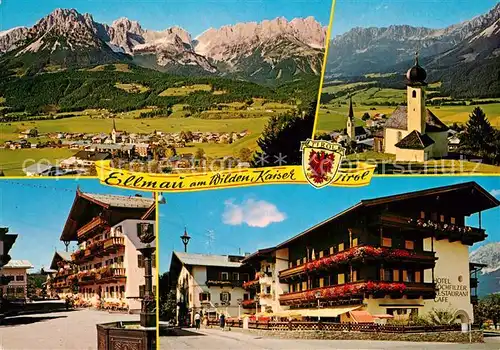 AK / Ansichtskarte Ellmau Tirol Panoramen Kirche Hotel Hochfilzer Kat. Ellmau