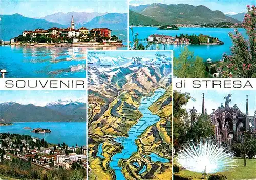 AK / Ansichtskarte Stresa Lago Maggiore Kirche Inseln Pfau Panoramakarte