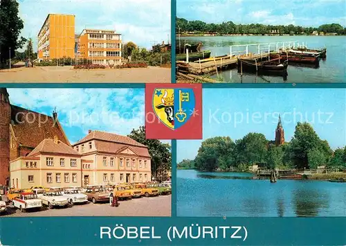 AK / Ansichtskarte Roebel Mueritz Sorge Oberschule Promenade Rathaus Hafen Kat. Roebel Mueritz