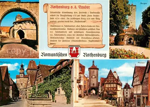 AK / Ansichtskarte Rothenburg Tauber Stadtmauer Burgtor Markusturm Ploenlein Fachwerk  Kat. Rothenburg ob der Tauber