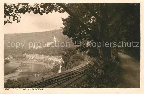 AK / Ansichtskarte Zwingenberg Neckar Panorama Eisenbahnlinie