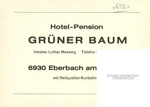 AK / Ansichtskarte Eberbach Neckar Hotel Pension Gruener Baum  Kat. Eberbach