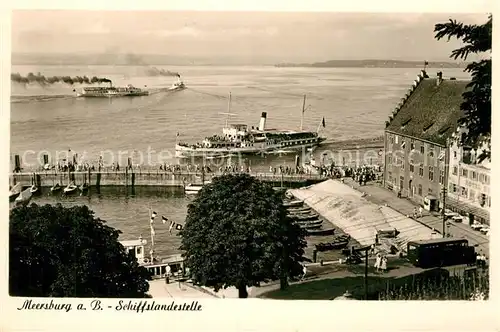 AK / Ansichtskarte Dampfer Seitenrad Hohentwiel Meersburg Bodensee Schiffslandestelle  Kat. Schiffe