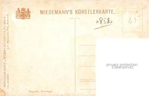 AK / Ansichtskarte Verlag Wiedemann WIRO Nr. 2184 A Bayreuth Eremitage  Kat. Verlage