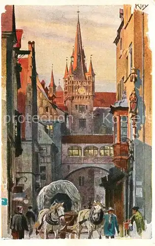 AK / Ansichtskarte Kley Nuernberg Rathausgasse  Kat. Kuenstlerlitho