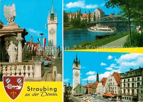 AK / Ansichtskarte Straubing Stadtturm Theresien und Ludwigsplatz Schloss Donau Kat. Straubing