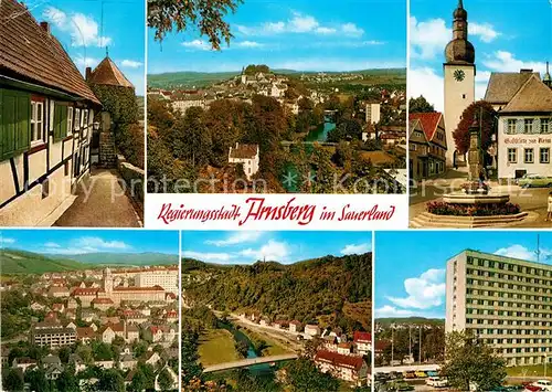 AK / Ansichtskarte Arnsberg Westfalen Panorama Kirche Markt Brunnen Fliegeraufnahme Hochhaus Kat. Arnsberg