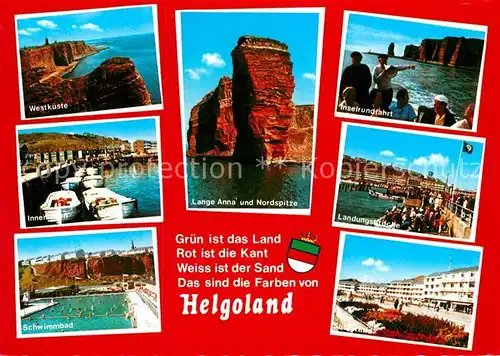 AK / Ansichtskarte Helgoland Westkueste Innerhafen Schwimmbad Lange Anna und Nordspitze Inselrundfahrt Landungsbruecke Kat. Helgoland