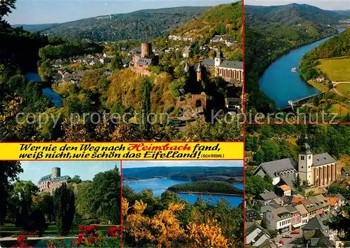 AK / Ansichtskarte Heimbach Eifel Fliegeraufnahme mit Kirche und Schloss Details Kat. Heimbach