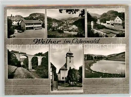 AK / Ansichtskarte Weiher Odenwald Schule Viadukt Kirche See 