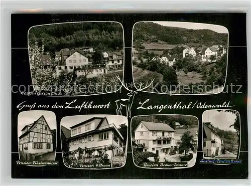 AK / Ansichtskarte Langenthal Odenwald Pensionen Linde Flaechsenhaar Braun Daume Kat. Hirschhorn (Neckar)