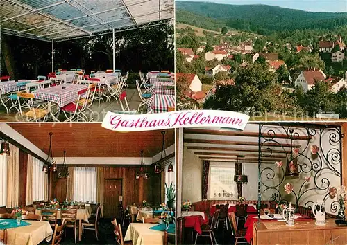 AK / Ansichtskarte Waldhilsbach Gasthaus Kellermann Gaststube Terrasse Ortspanorama Kat. Neckargemuend