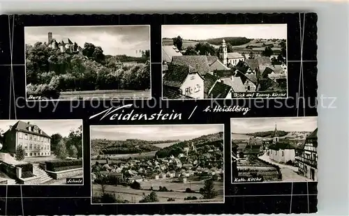 AK / Ansichtskarte Neidenstein Elsenzgau Burg Ortsansicht mit Kirche Schule Landschaftspanorama Bromsilber Kat. Neidenstein