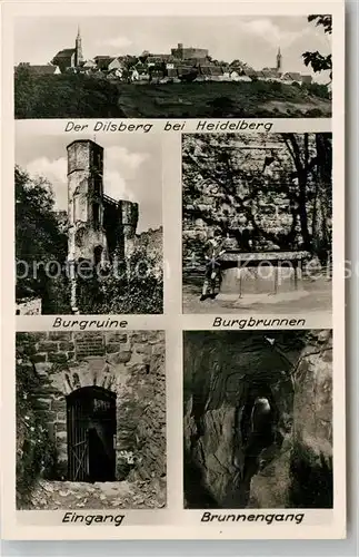 AK / Ansichtskarte Dilsberg Ortsansicht mit Kirche Burgruine Burgbrunnen Brunnengang Eingang Kat. Neckargemuend