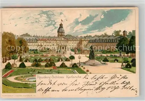 AK / Ansichtskarte Kley Karlsruhe Residenz Schloss Litho Kat. Kuenstlerlitho