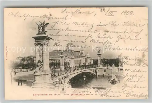 AK / Ansichtskarte Exposition Universelle Paris 1900 Pont Alexander Grand Palais  Kat. Expositions