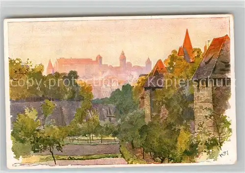 AK / Ansichtskarte Kley Nuernberg Blick vom Spittlertorgraben Kat. Kuenstlerlitho