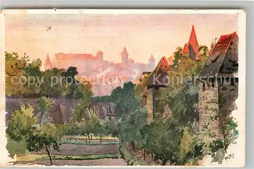 AK / Ansichtskarte Kley Nuernberg Blick vom Spittlertorgraben  Kat. Kuenstlerlitho