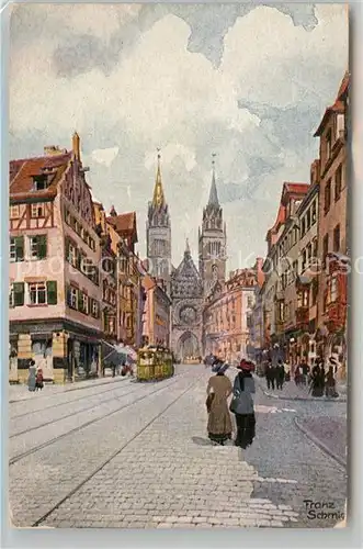 AK / Ansichtskarte Schmidt Franz Nuernberg Karolinenstrasse Lorenzkirche  Kat. Kuenstlerkarte