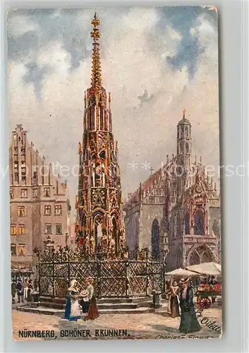 AK / Ansichtskarte Verlag Tucks Oilette Nr. 7580 Nuernberg Schoener Brunnen Charles E. Flower  Kat. Verlage