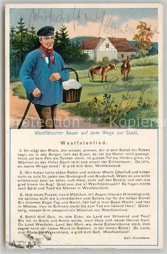 AK / Ansichtskarte Liederkarte Westfalenlied Westfaelischer Bauer  Kat. Musik