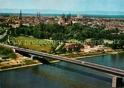 AK / Ansichtskarte Speyer Rhein Fliegeraufnahme mit Rheinbr?cke Kat. Speyer
