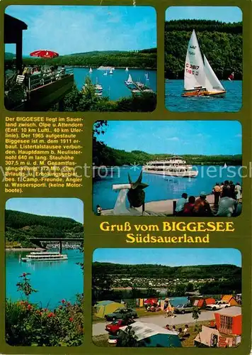 AK / Ansichtskarte Biggesee Teilansichten Restaurant Fahrgastschiffe Camping Kat. Olsberg