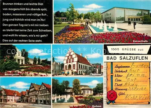 AK / Ansichtskarte Bad Salzuflen Konzerthalle Rosengarten Rathaus Hinter der Wieke Kurhaus Kat. Bad Salzuflen