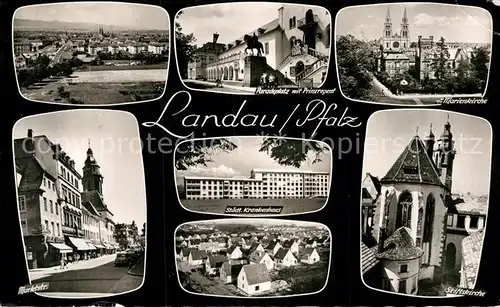 AK / Ansichtskarte Landau Pfalz Teilansicht Paradeplatz Stiftskirche Marktstrasse  Kat. Landau in der Pfalz