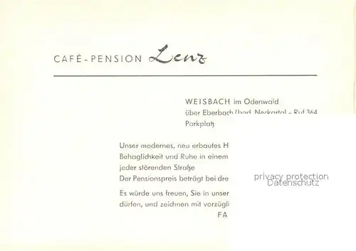 AK / Ansichtskarte Weisbach Waldbrunn Cafe Pension Lenz Kat. Waldbrunn