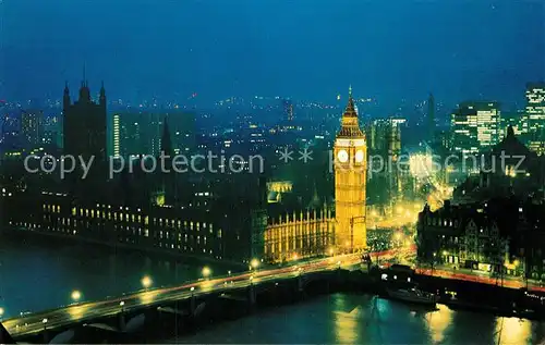 AK / Ansichtskarte London Big Ben and Westminster Bridge at night Kat. City of London